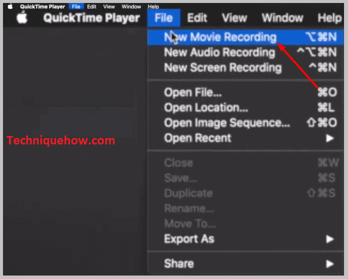 choose the option New Movie Recording