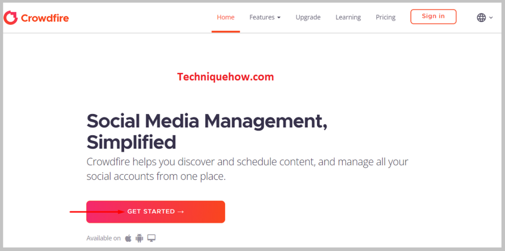 click down on the 'Get Started' button