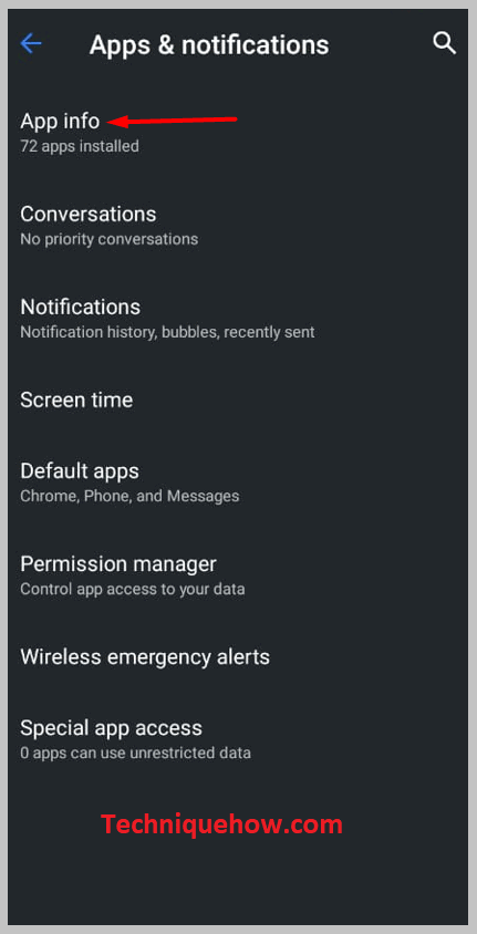 click on App info on mobile