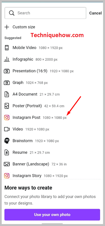 click on “Instagram Post”