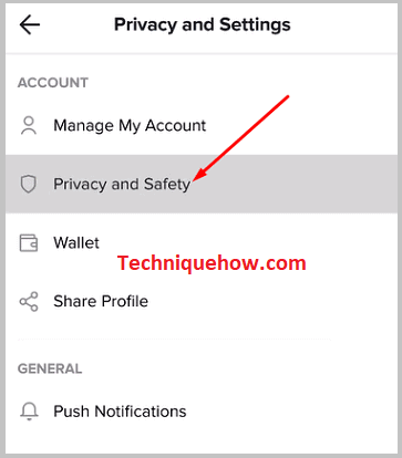 click on Privacy and Safety