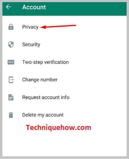  click on Privacy on whatsapp app