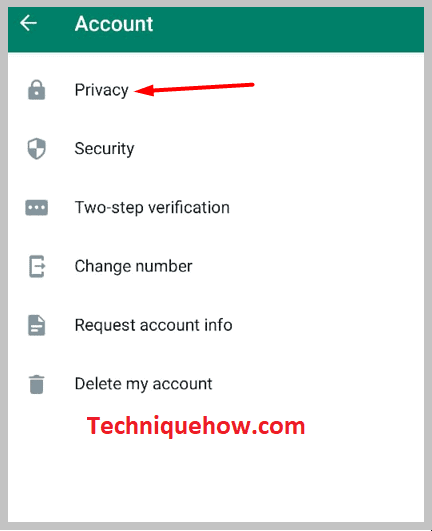 click on Privacy on whatsapp app