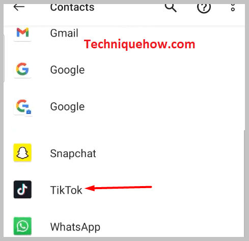 click on TikTok from the list