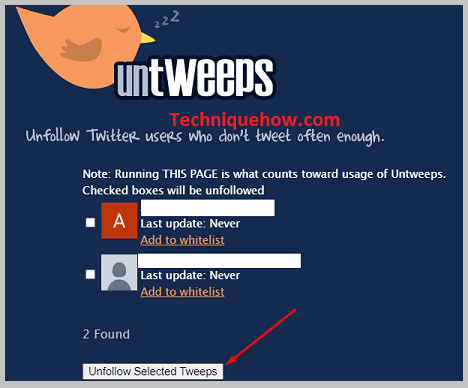 click on Unfollow Selected Tweeps