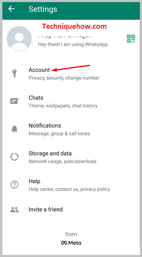 click on the Account option