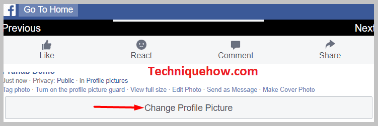 click on the 'Change profile Picture'