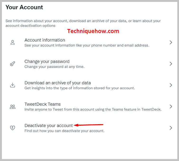 click on the Deactivate your account