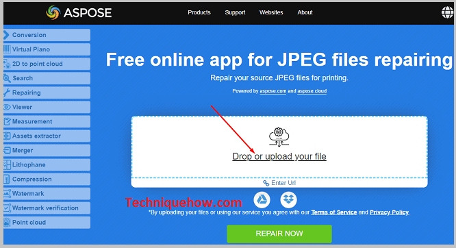 click on the Drop or upload your file box