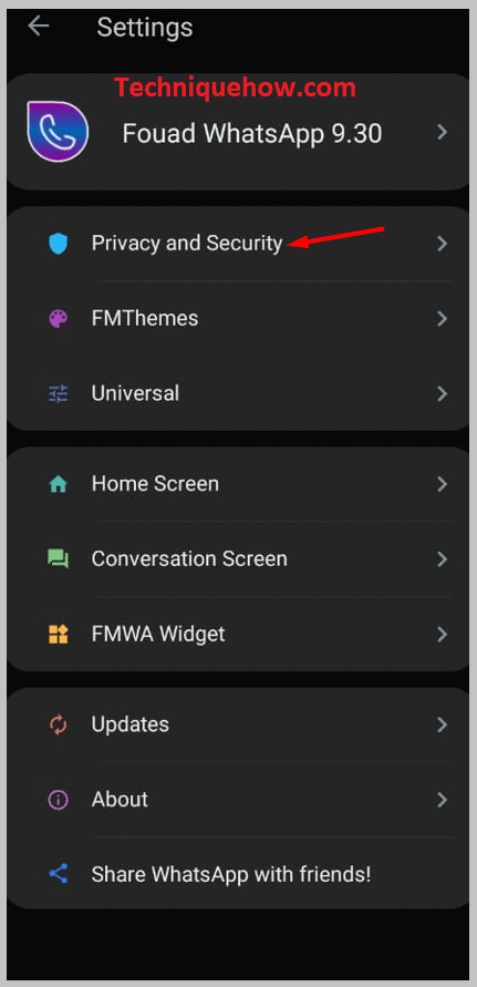 click on the first option Privacy and security