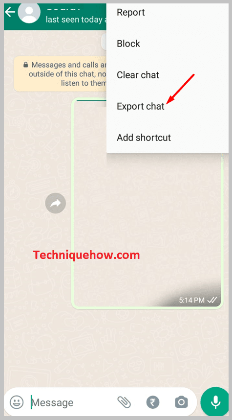 click on the option Export chat on whatsapp
