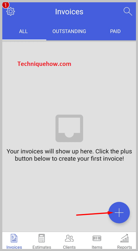 click on the +sign to generate a new invoice
