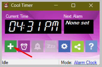click on the '+' to add an alarm