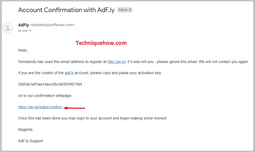 clicking the confirmation link