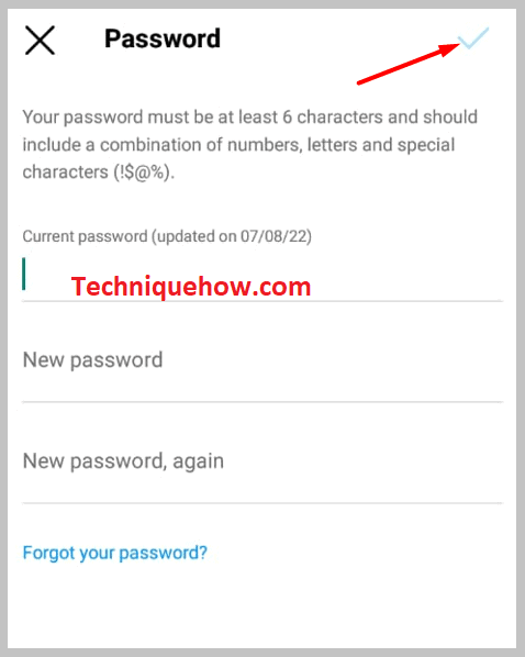 current password and the new password