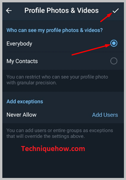 enable Profile photos and calls for Everybody