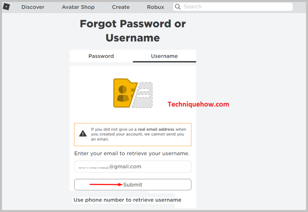 enter your e-mail address which is linked to your Roblox