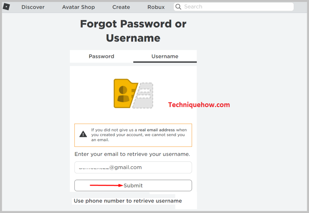 enter your e-mail address which is linked to your Roblox 