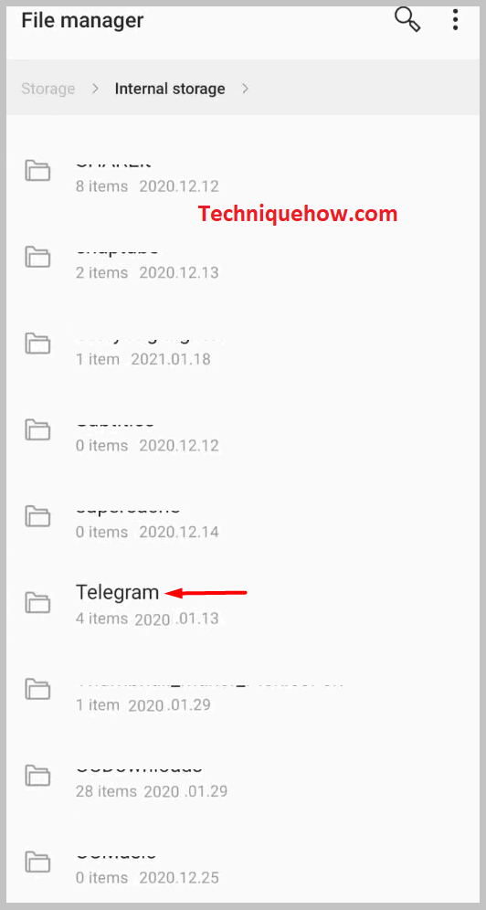 find the folder named 'Telegram' app 