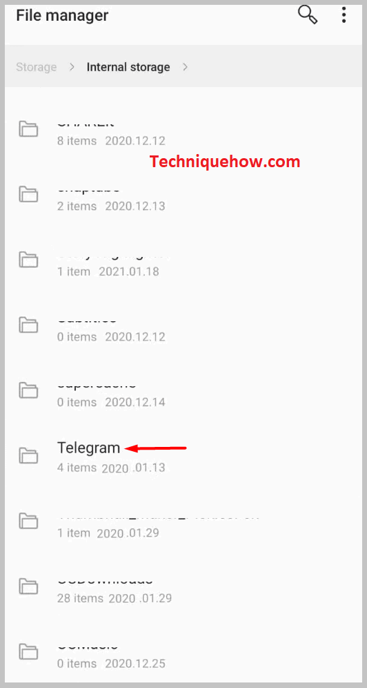 find the folder named 'Telegram' app