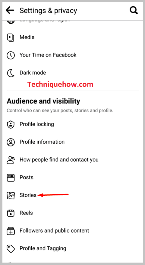 from there find the 'Stories' section