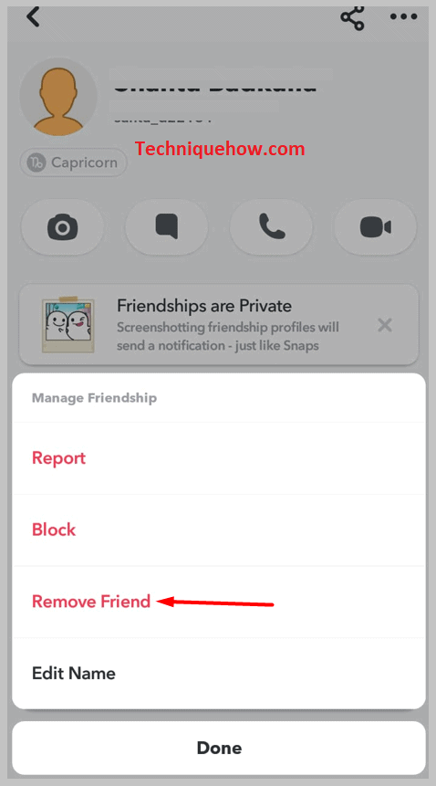 from there select Remove Friend