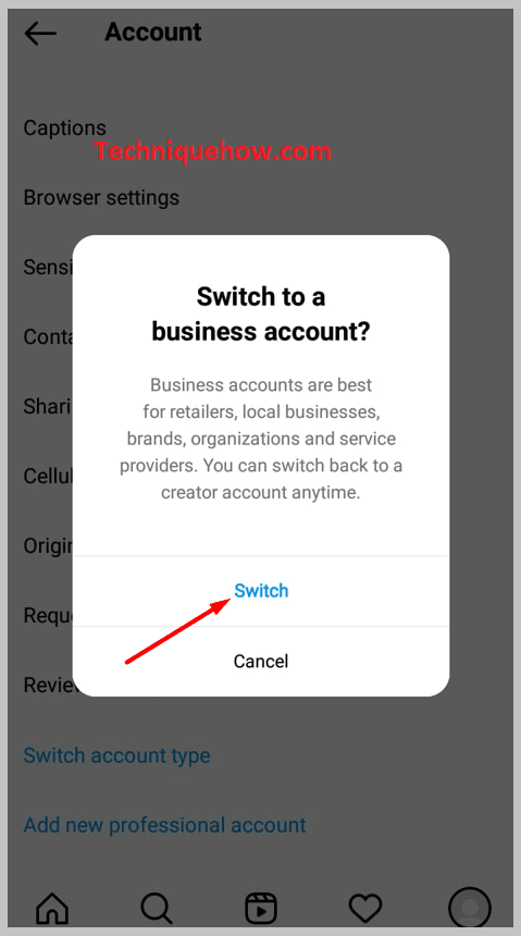 go back to the ‘Business-type’ account