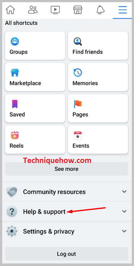 icon and then the 'Help & support' option