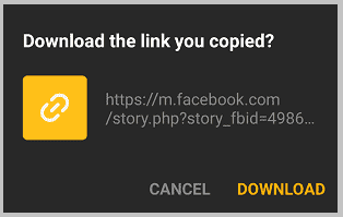 the link on the URL tab