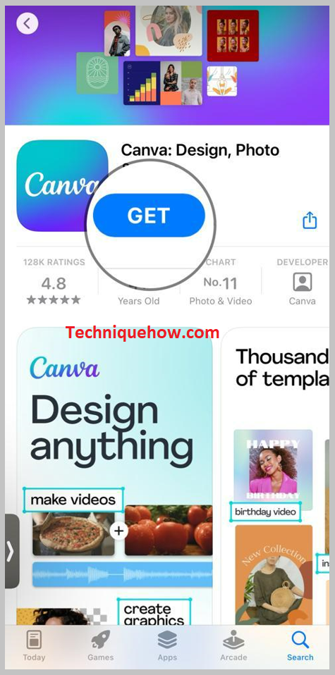 install Canva on iPhone from app store