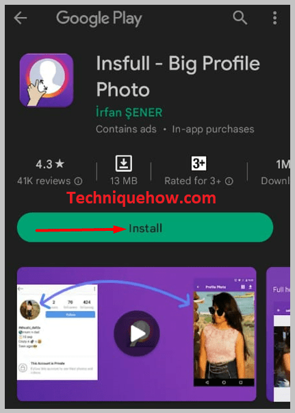 install the Insfull app from the Google play store