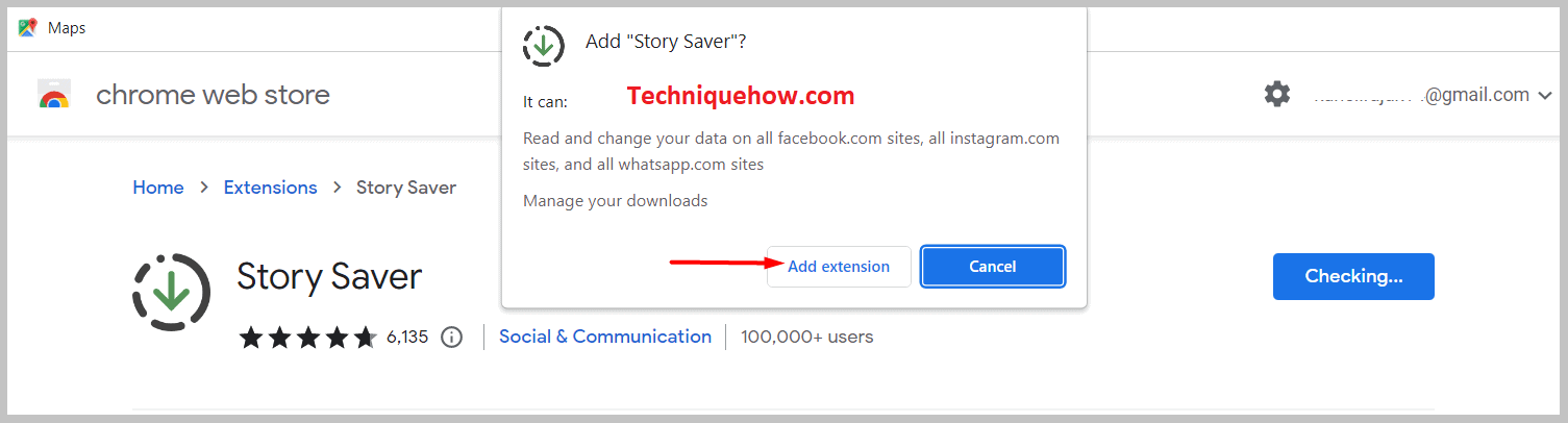 install the 'Story Saver' added extension