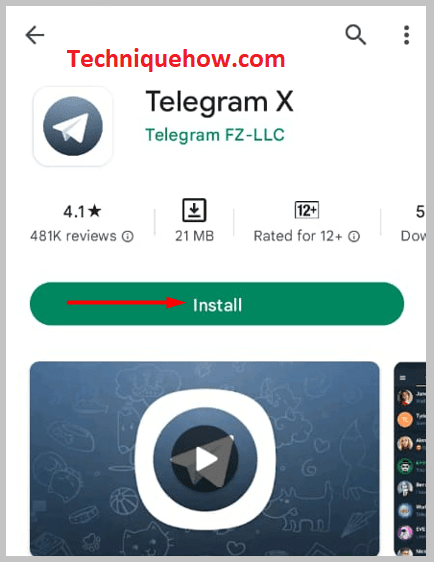 install the Telegram X app on your android