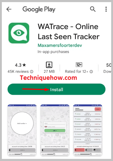install the WATrace app on your android device