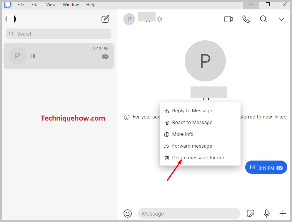 just tap on the 'Delete Message' option