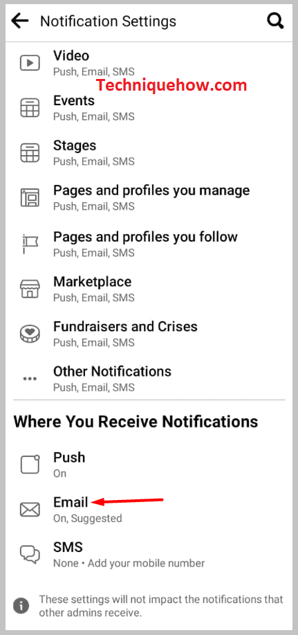 lick on the option that you want to enable the email.