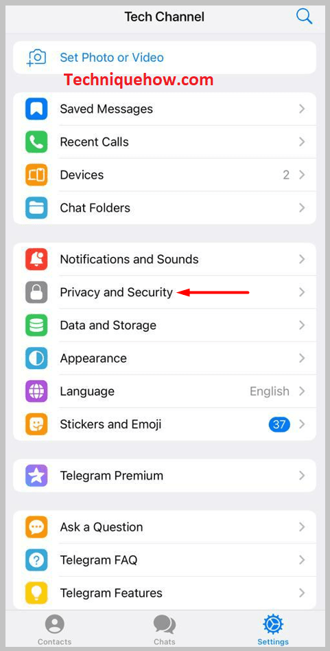 locate the option Privacy and Security on iPhone