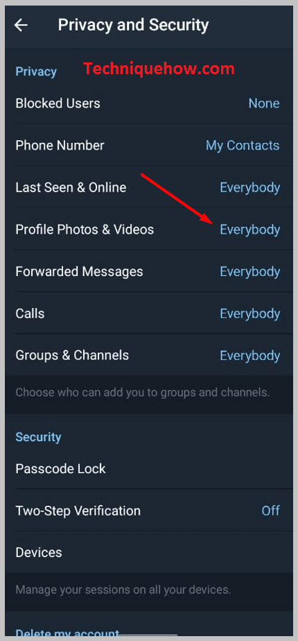 modify a few changes for your Telegram profile