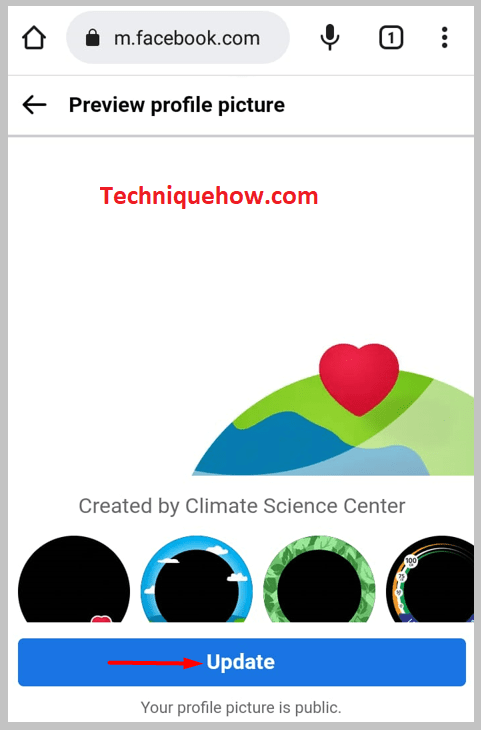 on the next screen, tap on ‘Update' without crop