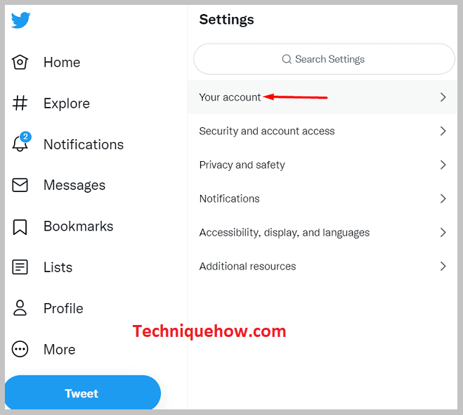 option and then tap on 'Your Account'.