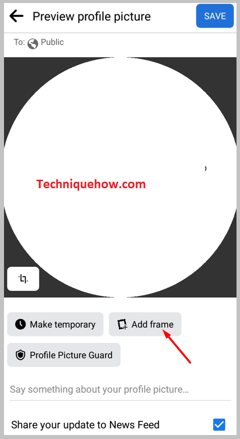 profile picture and select the 'Add frame' option.
