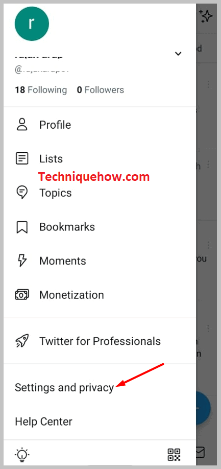 scroll down on Settings and Privacy