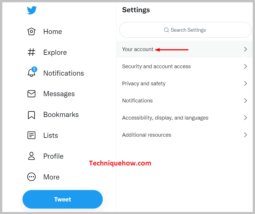  select the 'Account' Option