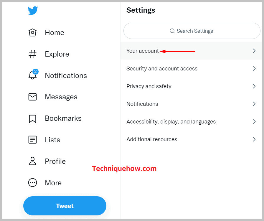 select the 'Account' Option
