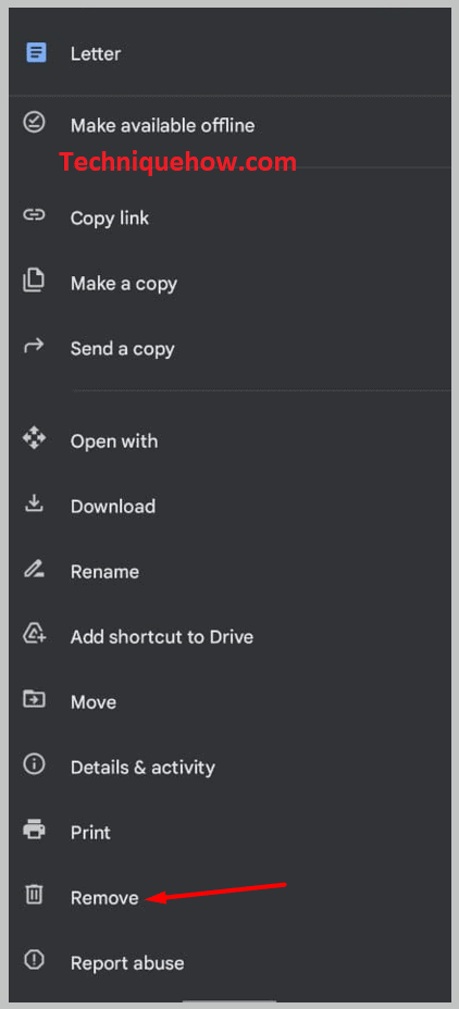 tap and select the file that you wish to delete or remove