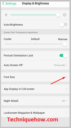 tap on Font Size