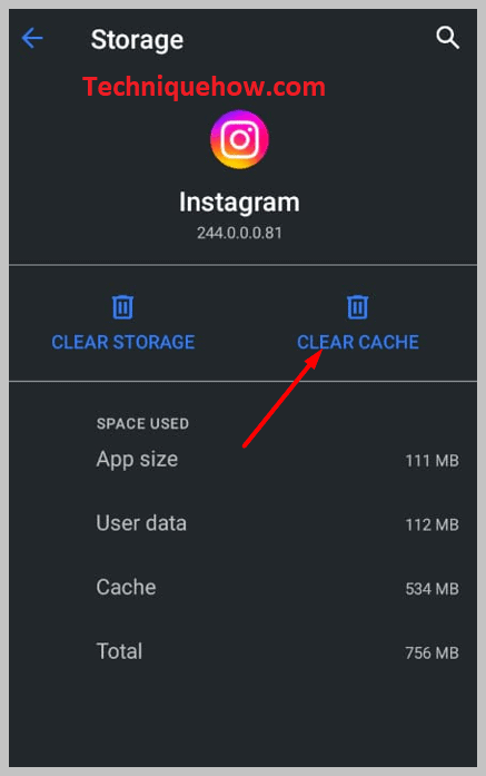  tap on the 'Clear Cache' option