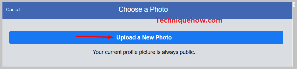 tap on the 'Upload a New Photo' option