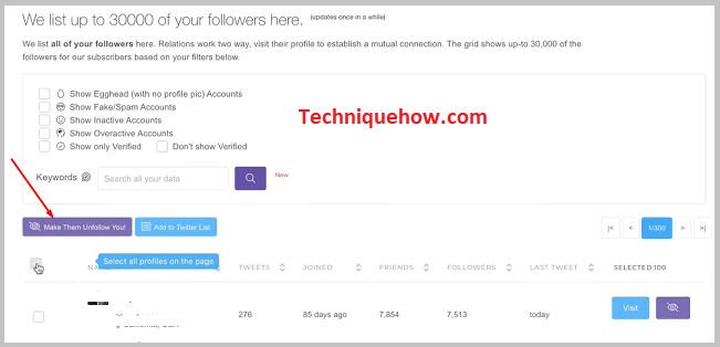 tap on unfollow