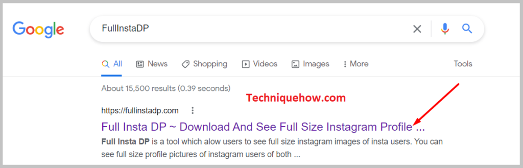 the FullInstaDP tool on any web browser